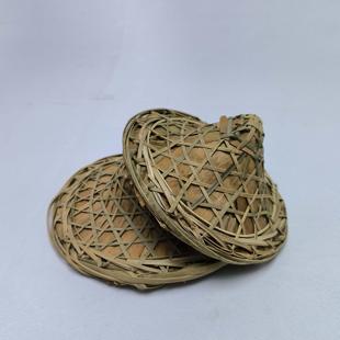 迷你斗笠茶盖玩偶斗笠帽摆件民宿饰品民间手工编织装饰品收藏道具