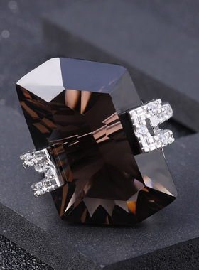 设计感戒指茶晶小众奢华欧美时尚