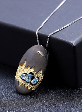 设计师款高级感S925银欧美复古风vintage奢华高颜值纯银项链吊坠