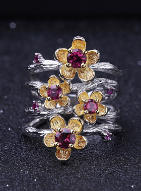 设计师款自然风S925银小众高颜值欧美复古风vintage精工纯银戒指