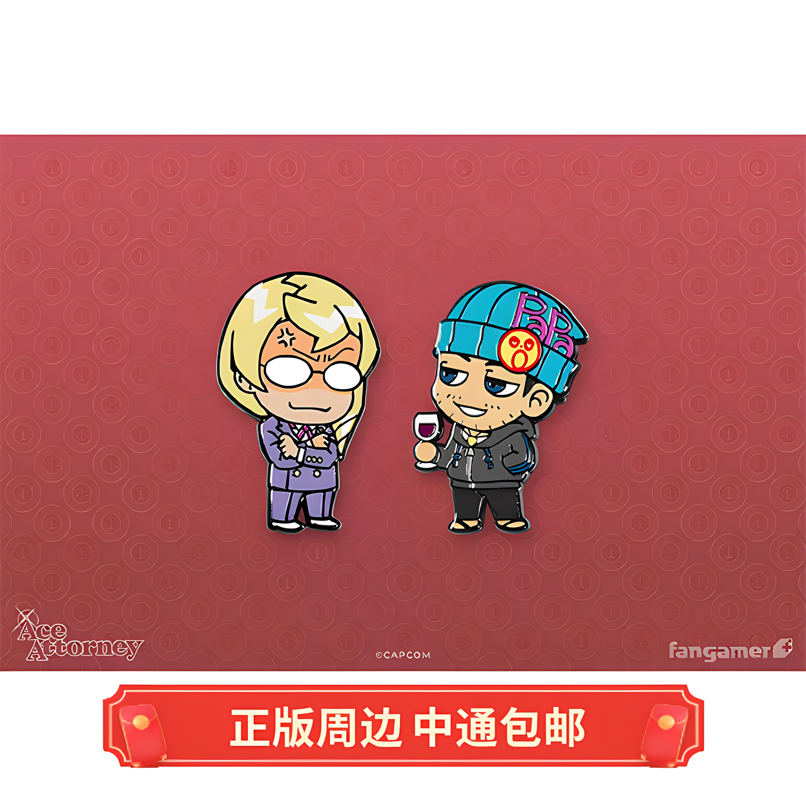 正版 运输中 逆转裁判 Kristoph & Phoenix 徽章套装 Fangamer图片