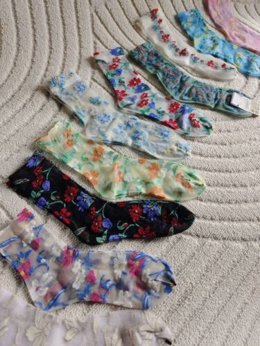 不退不换 超美 森系花卉 水晶丝玻璃丝 薄款 夏款 女袜