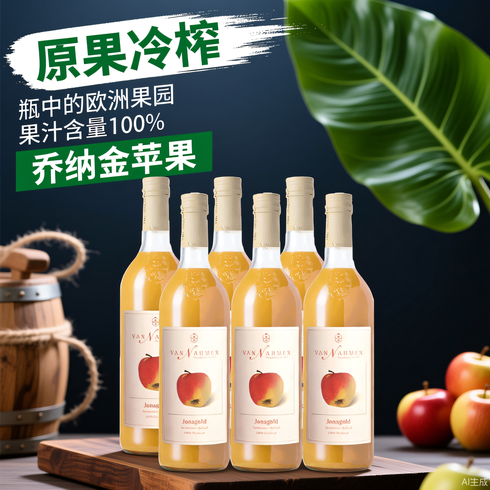 德国原瓶进口Van Nahmen梵纳门苹果汁无醇慕享nfc果汁饮料6瓶整箱