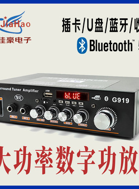 数字迷你小型功放机音箱功率放大 插卡U盘收音直流12伏220V蓝牙
