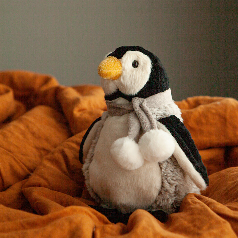 半猕猴桃家族戴围巾的胖胖毛绒企鹅玩偶公仔 软夫夫圆滚滚很好rua