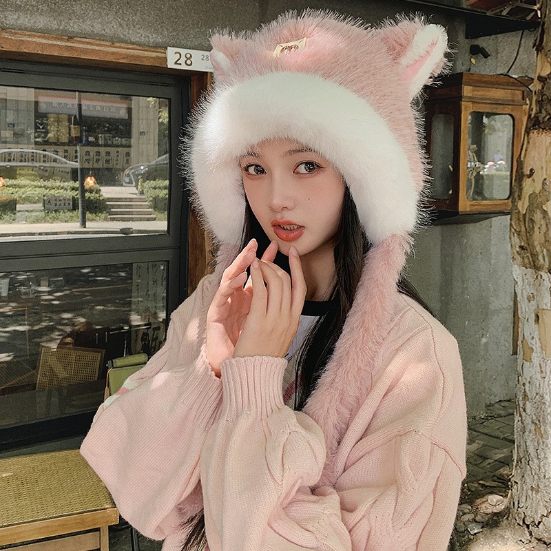 帽子女秋冬显脸小毛绒大头
