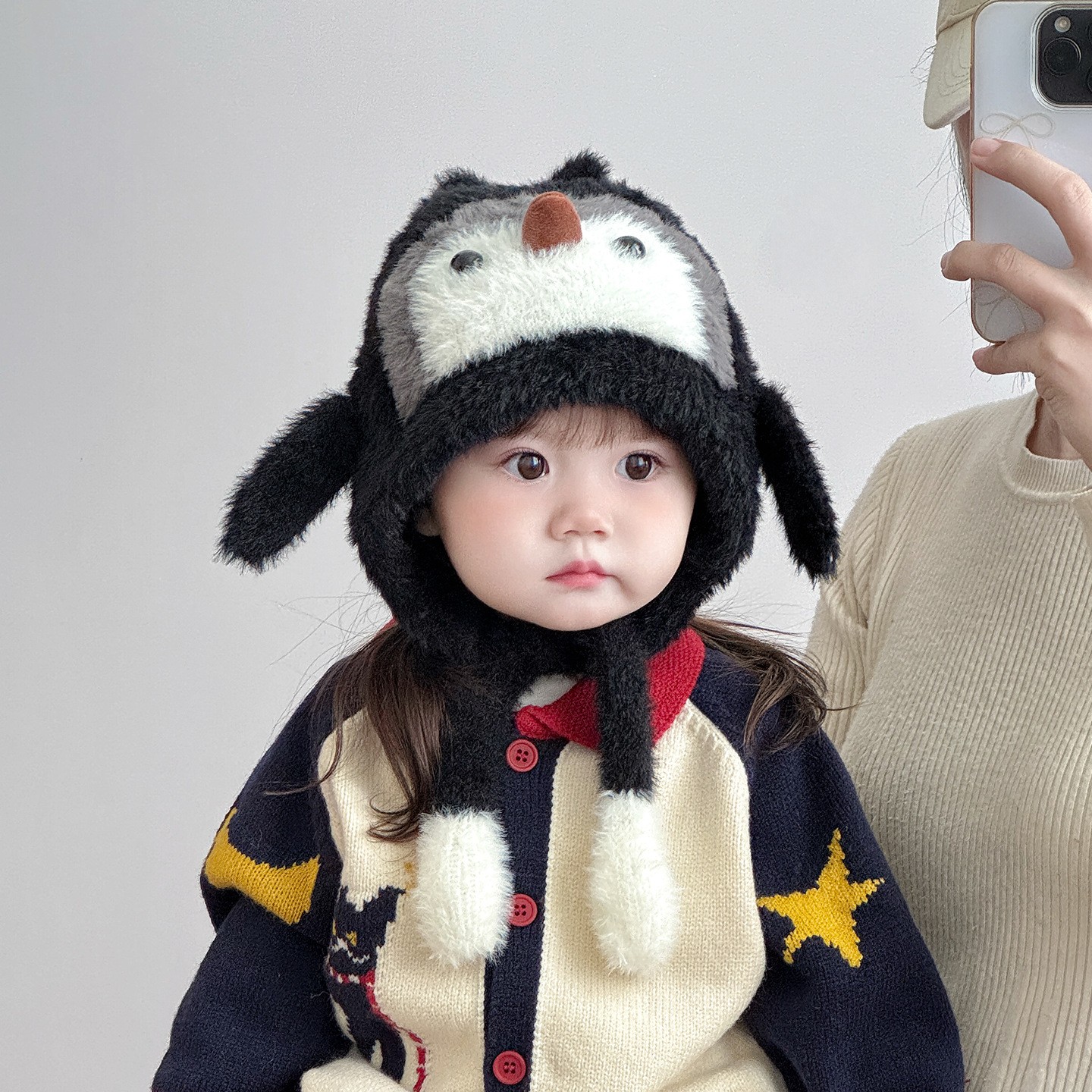 儿童帽子冬天毛绒可爱企鹅