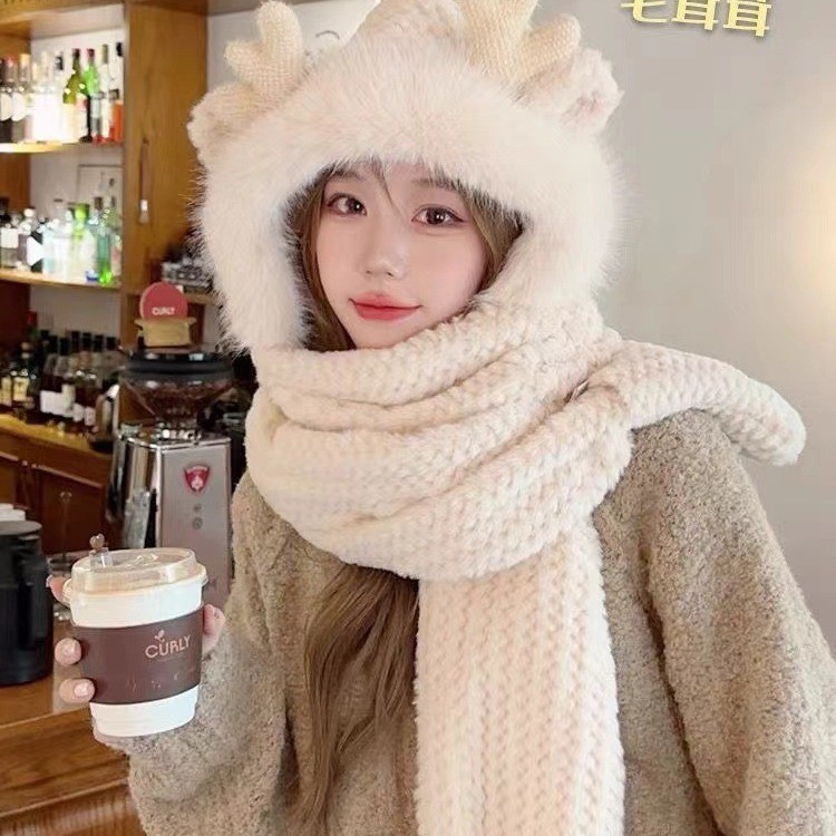 圣诞帽子围巾手套三件冬季