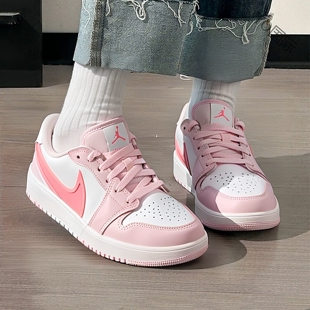 Jordan乔丹厚底鞋子粉色女鞋新款低帮板鞋AJ运动鞋皮面休闲鞋潮鞋