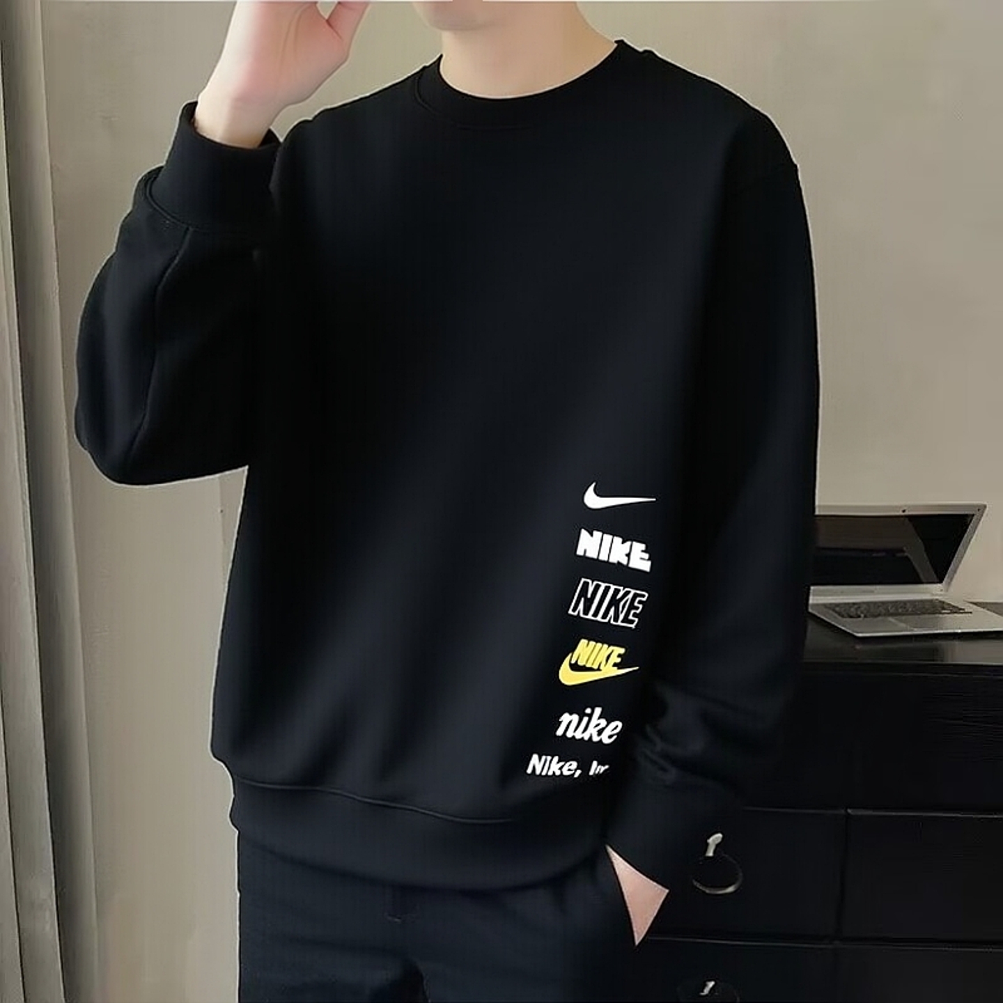 加绒耐克卫衣男装冬季新款正品保暖运动服休闲圆领套头衫长袖T恤