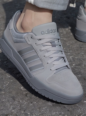 阿迪达斯灰色板鞋男冬季新款麂皮复古ENTRAP篮球低帮美式休闲鞋男