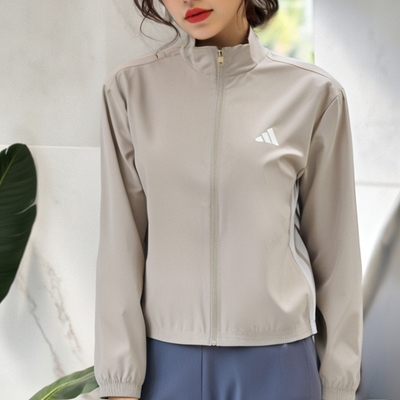 阿迪达斯外套女装运动服春季防风梭织立领夹克短款修身外套JE6173