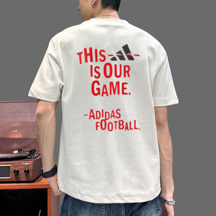 阿迪达斯印花短袖男装夏季新款运动服足球圆领半袖宽松休闲T恤衫