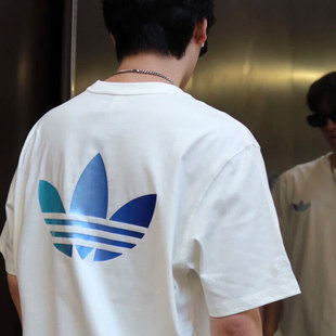 阿迪达斯三叶草短袖男装春季新款白色休闲运动半袖宽松透气T恤