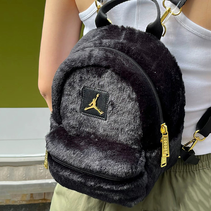 Jordan毛绒绒背包儿童包简约便携时尚小书包aj正品休闲运动双肩包