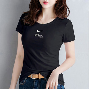 Nike耐克女新款 飞盘跑步T恤男FD1245 运动瑜伽服纯棉黑色健身半袖
