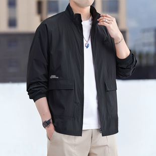 阿迪达斯外套男春季新款薄款梭织透气防风衣美式休闲篮球立领夹克