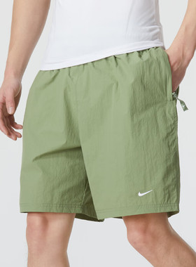 耐克短裤男夏季运动裤户外宽松透气健身训练宽松绿色五分裤DX0750