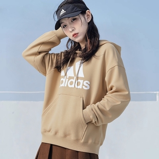 阿迪达斯卫衣女秋季新款宽松运动服美式大logo连帽外套纯棉套头衫