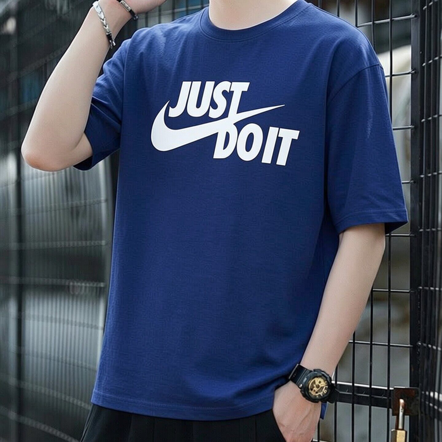 藏蓝色短袖Nike耐克纯棉男士正品夏新款上衣篮球跑步透气运动T恤