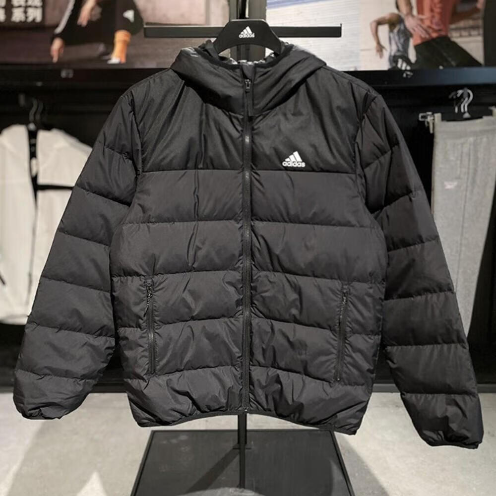 阿迪达斯羽绒服男装冬季新款鸭绒保暖连帽舒适时尚休闲夹克外套