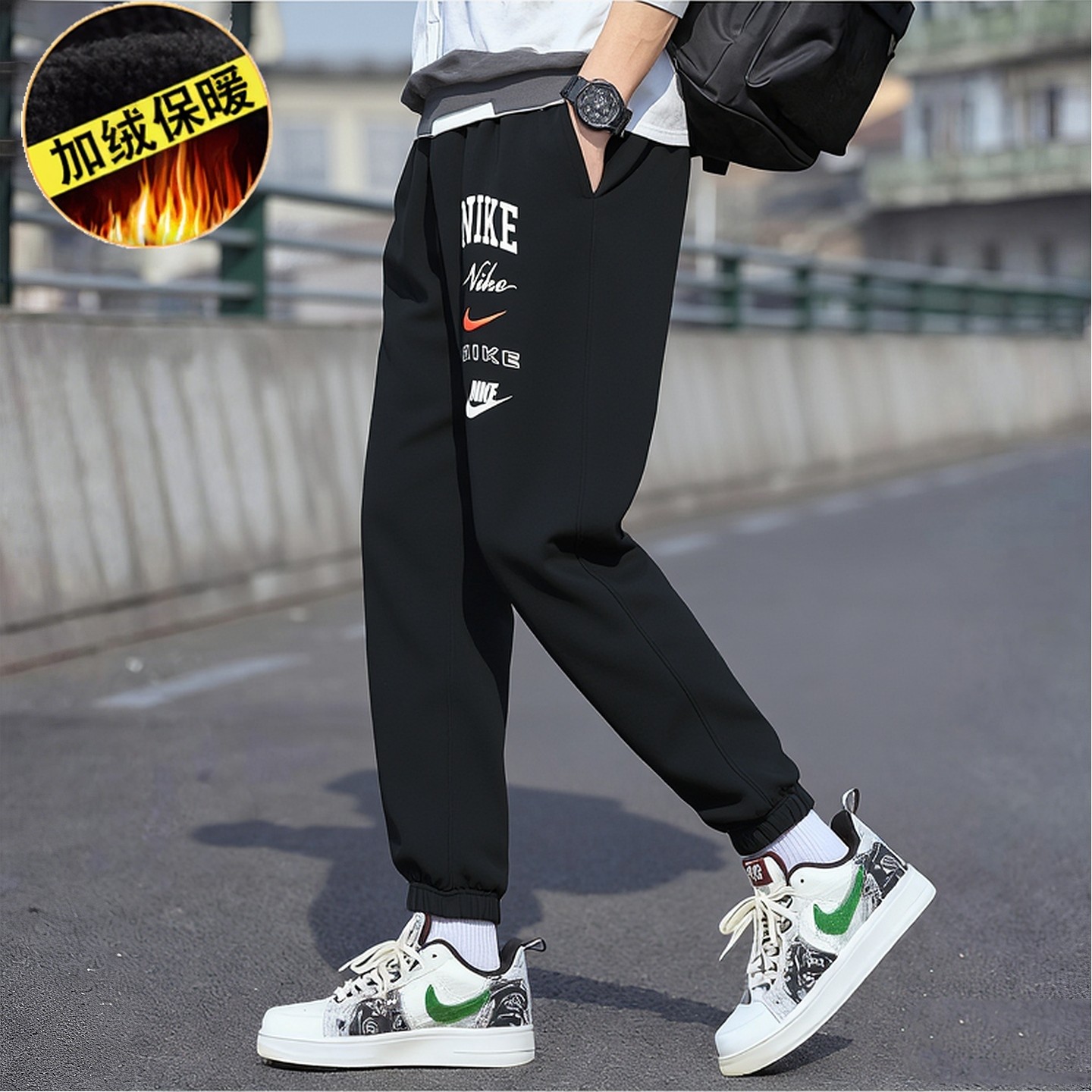 耐克官方正品加绒长裤男运动卫裤