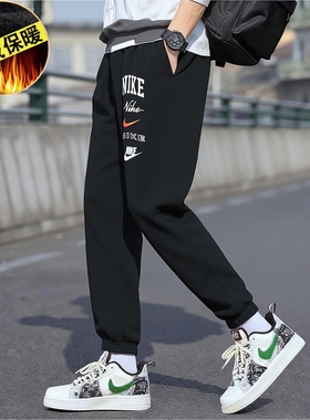 Nike耐克裤子2026年新款男裤加绒运动裤印花卫裤厚款小脚裤FN2644