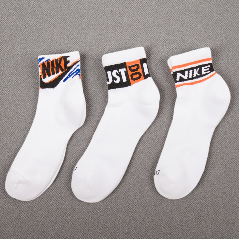耐克官方正品白色中筒袜运动袜子