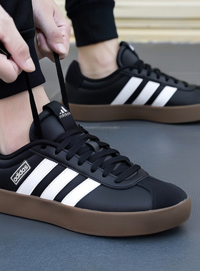 阿迪达斯男鞋春季新款复古德训鞋黑色运动鞋T头鞋VLCOURT3.0板鞋