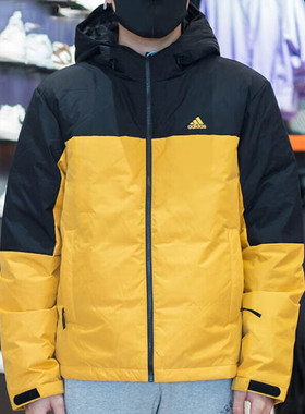 阿迪达斯连帽羽绒服男冬季新款户外鸭绒男士撞色复古面包服IT8722