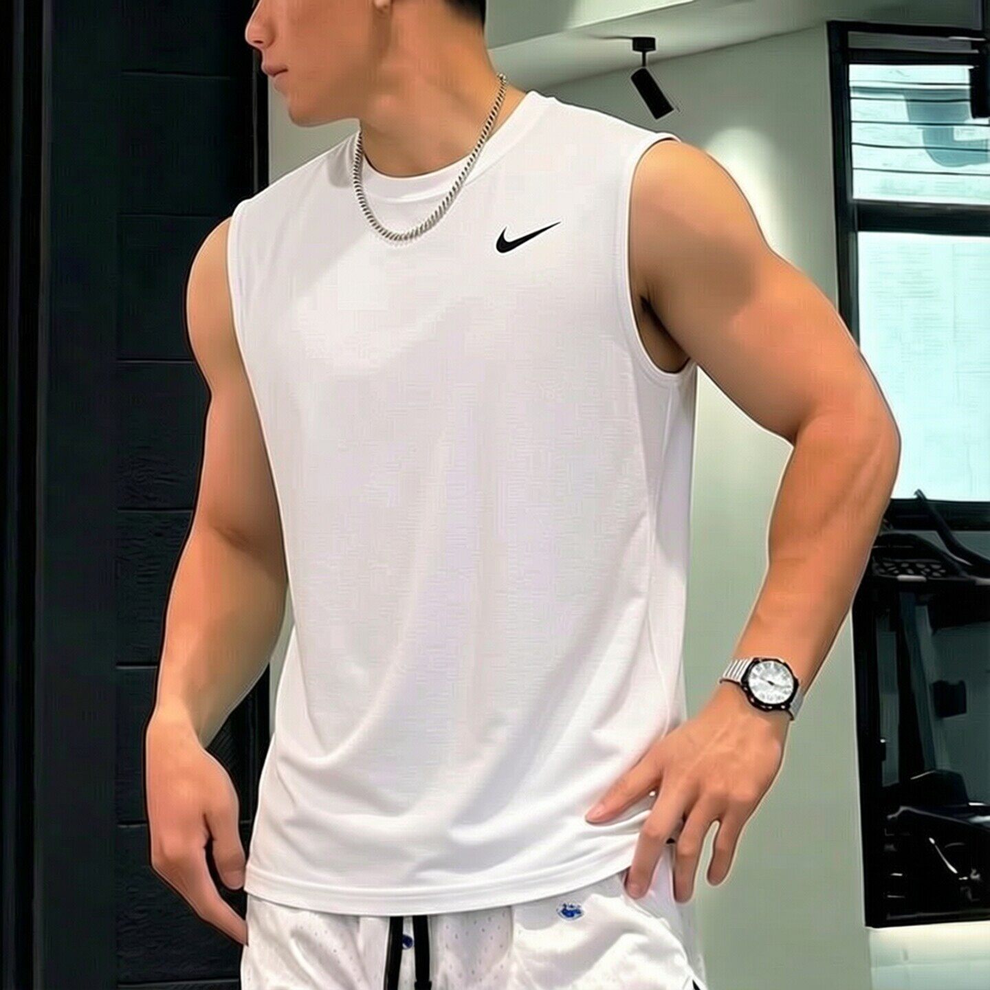 Nike耐克2026年新款速干背心白色无袖T恤男子薄款篮球上衣运动服