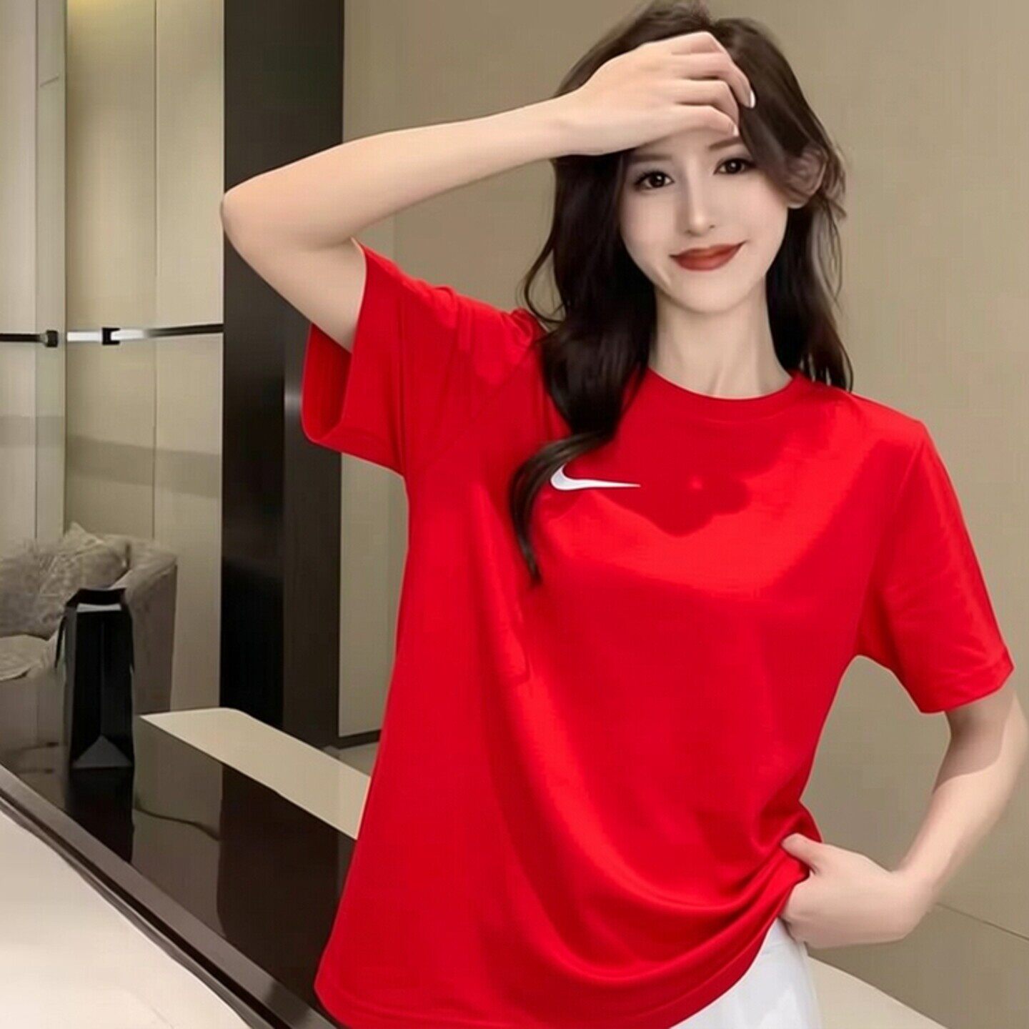 女子红色短袖Nike耐克正品冰丝上衣夏季新款速干T恤健身运动服男