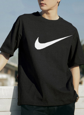 黑色短袖Nike耐克正品纯棉男子T恤运动服夏季新款圆领上衣DC5095