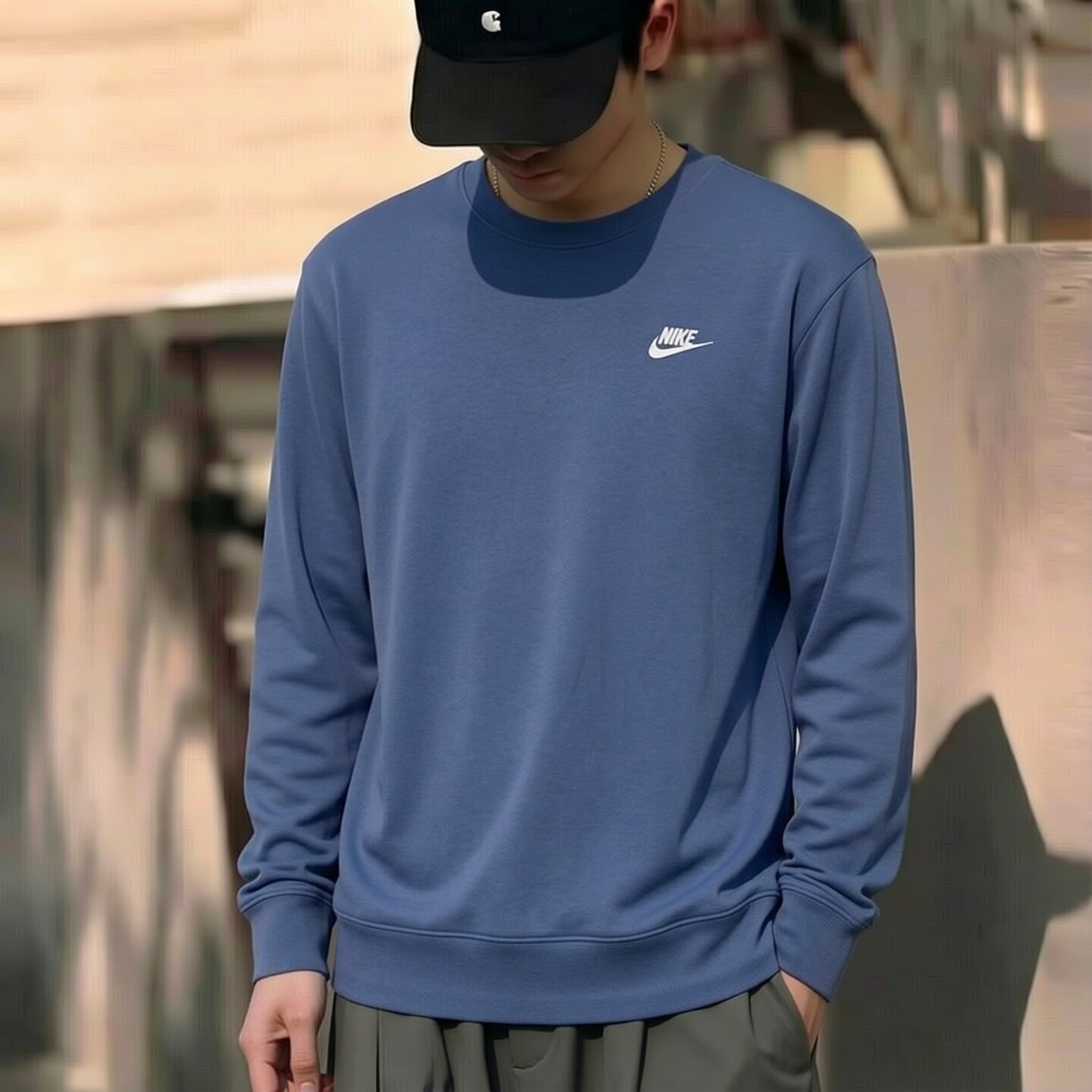 Nike耐克潮流时尚卫衣刺绣标男士上衣新款宽松运动外套休闲套头衫