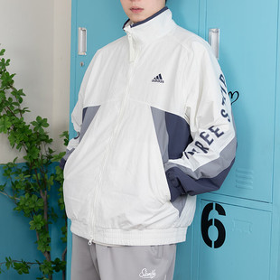 阿迪达斯梭织防风衣男秋季 潮流外套男IT4361 新款 立领夹克复古美式