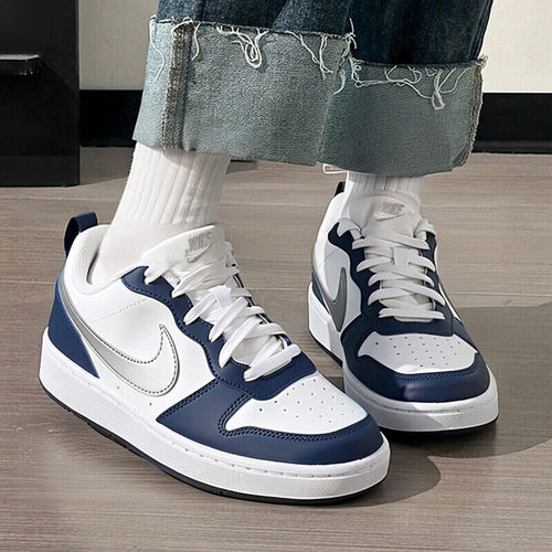 Nike耐克鞋子春季新款运动鞋皮面拼接板鞋简版空军一号女鞋休闲鞋