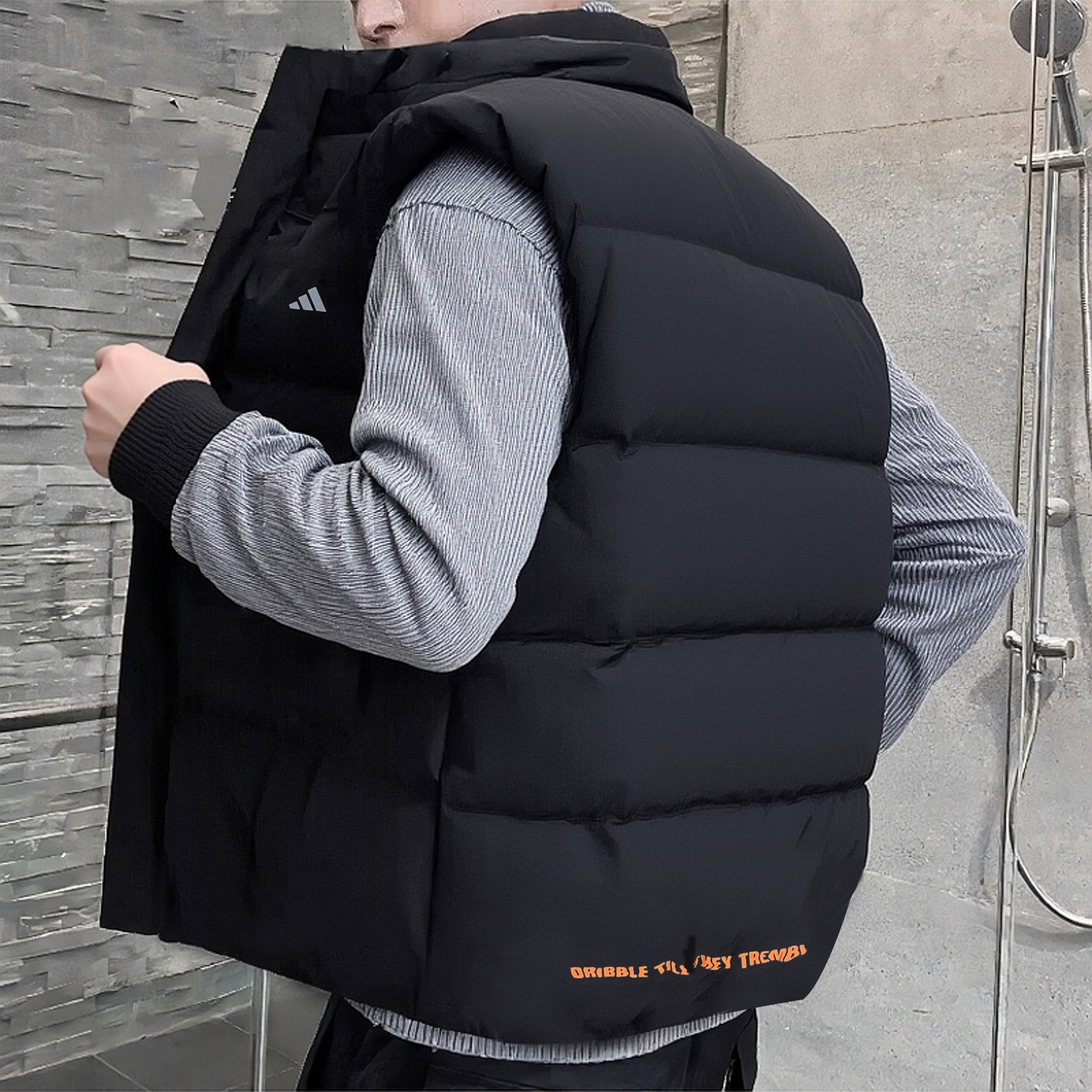 阿迪达斯黑色马甲男冬季新款无袖羽绒服鸭绒加厚保暖运动外套背心