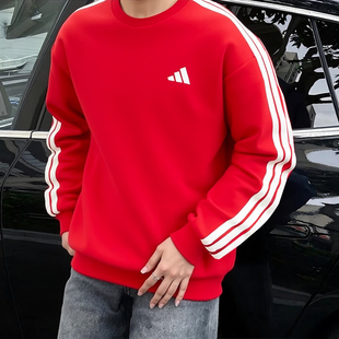 阿迪达斯卫衣男2026新年款宽松打底衫复古三条杠运动服上衣KR2516