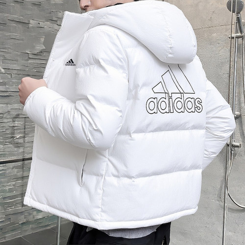 阿迪达斯白色羽绒服男冬季新款户外拒水连帽防风加厚男外套IZ4884
