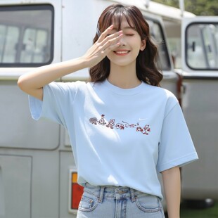 Nike耐克新款纯棉短袖宽松大码五分袖女子透气T恤潮流上衣运动服