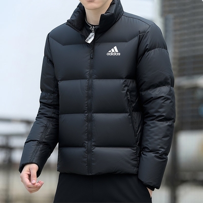 阿迪达斯加厚保暖男士羽绒服立领冬季运动外套防风羽绒面包服短款
