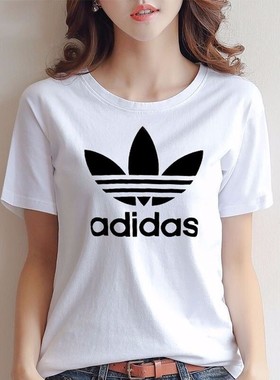 阿迪达斯三叶草白色短袖女夏新款显瘦半袖运动透气棉质T恤GN2899