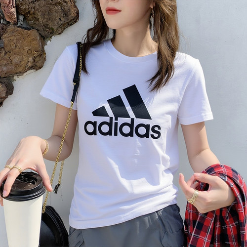 正品假一赔十大logo白色短袖女夏