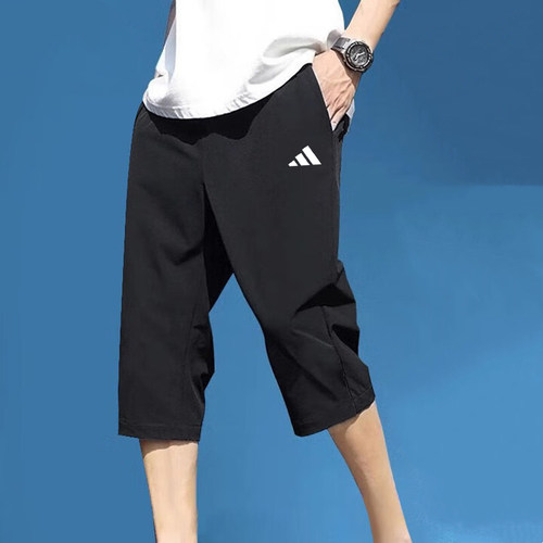阿迪达斯速干凉爽运动健身七分裤男装夏季薄款冰丝休闲运动中长裤