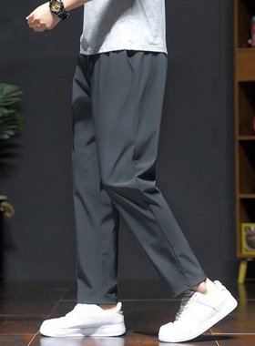 阿迪达斯灰色男裤夏季新款速干运动裤子男薄款梭织骑行男士跑步裤