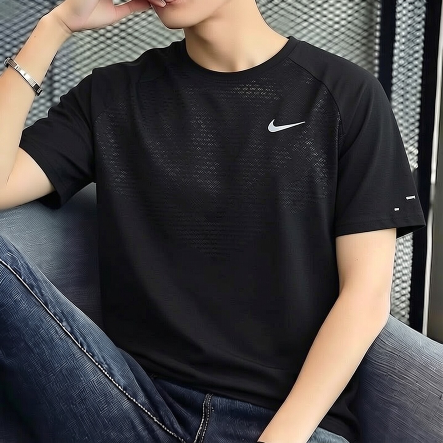 Nike耐克网眼透气短袖冰丝速干T恤男士跑步运动服新款健身薄上衣