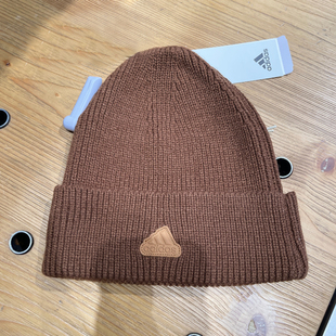 阿迪达斯棕色帽子男女冬季新款保暖美式复古冷帽滑雪针织毛线帽男