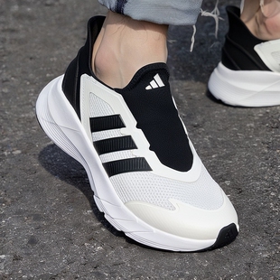 阿迪达斯男女鞋夏季新款网面透气懒人鞋男缓震情侣一脚蹬跑步鞋女