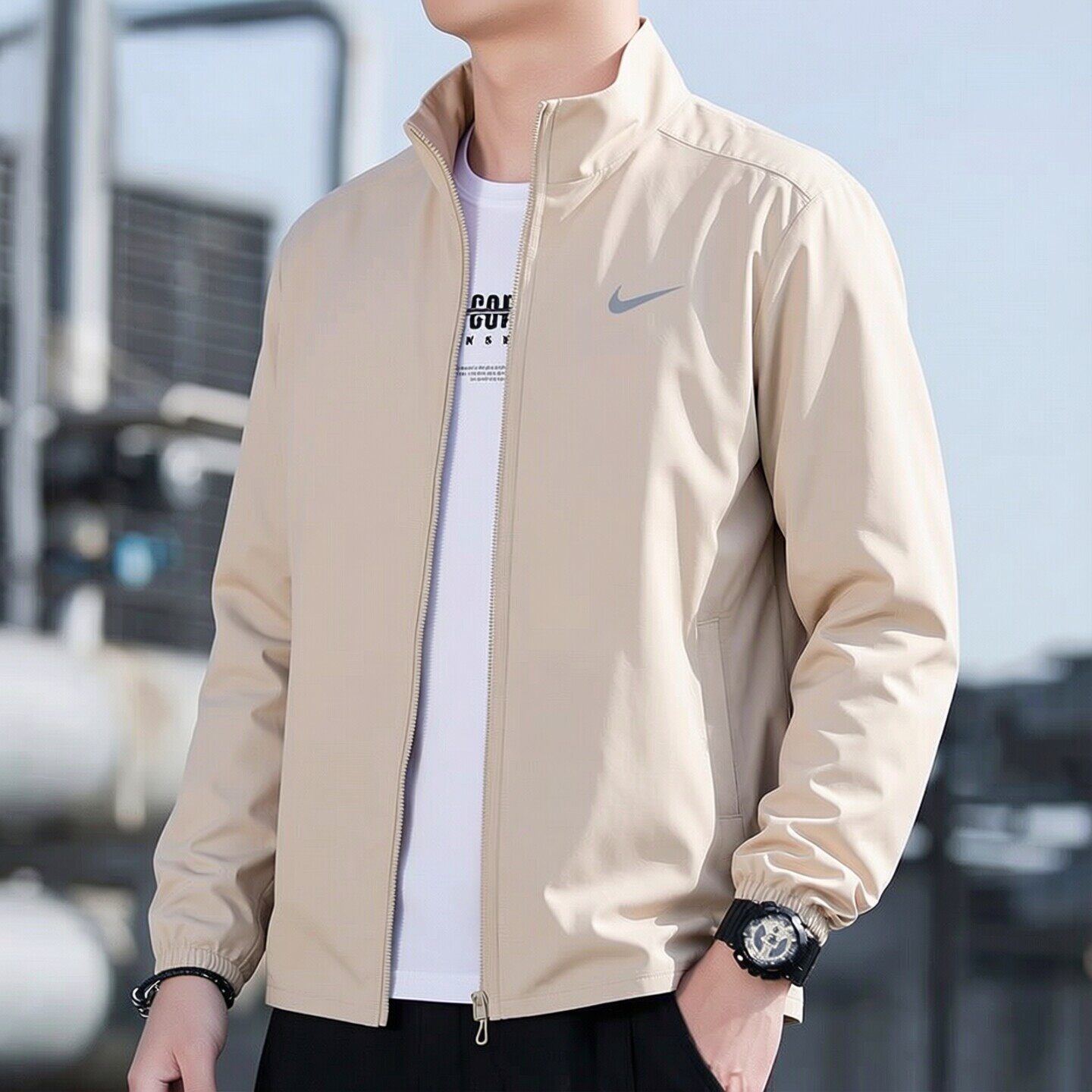 Nike耐克外套男装正品春秋新款运动服立领梭织防风跑步夹克FB7500