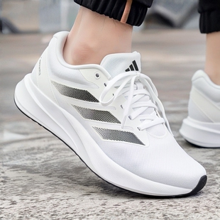 阿迪达斯白色男女鞋夏季新款透气网面运动缓震情侣轻便耐磨跑步鞋